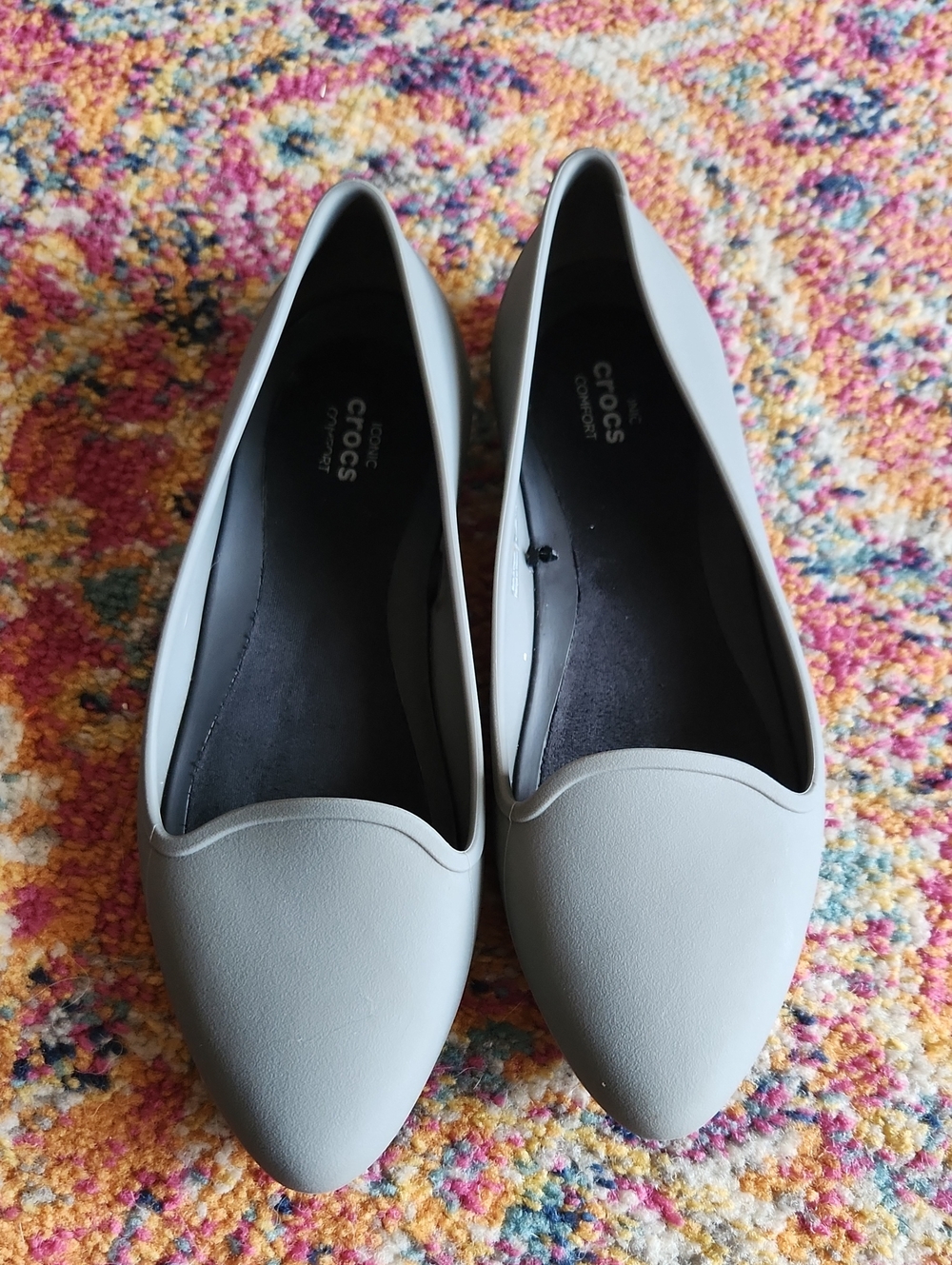 Crocs Women's Grey Pointed Ballet Flats Size 7
